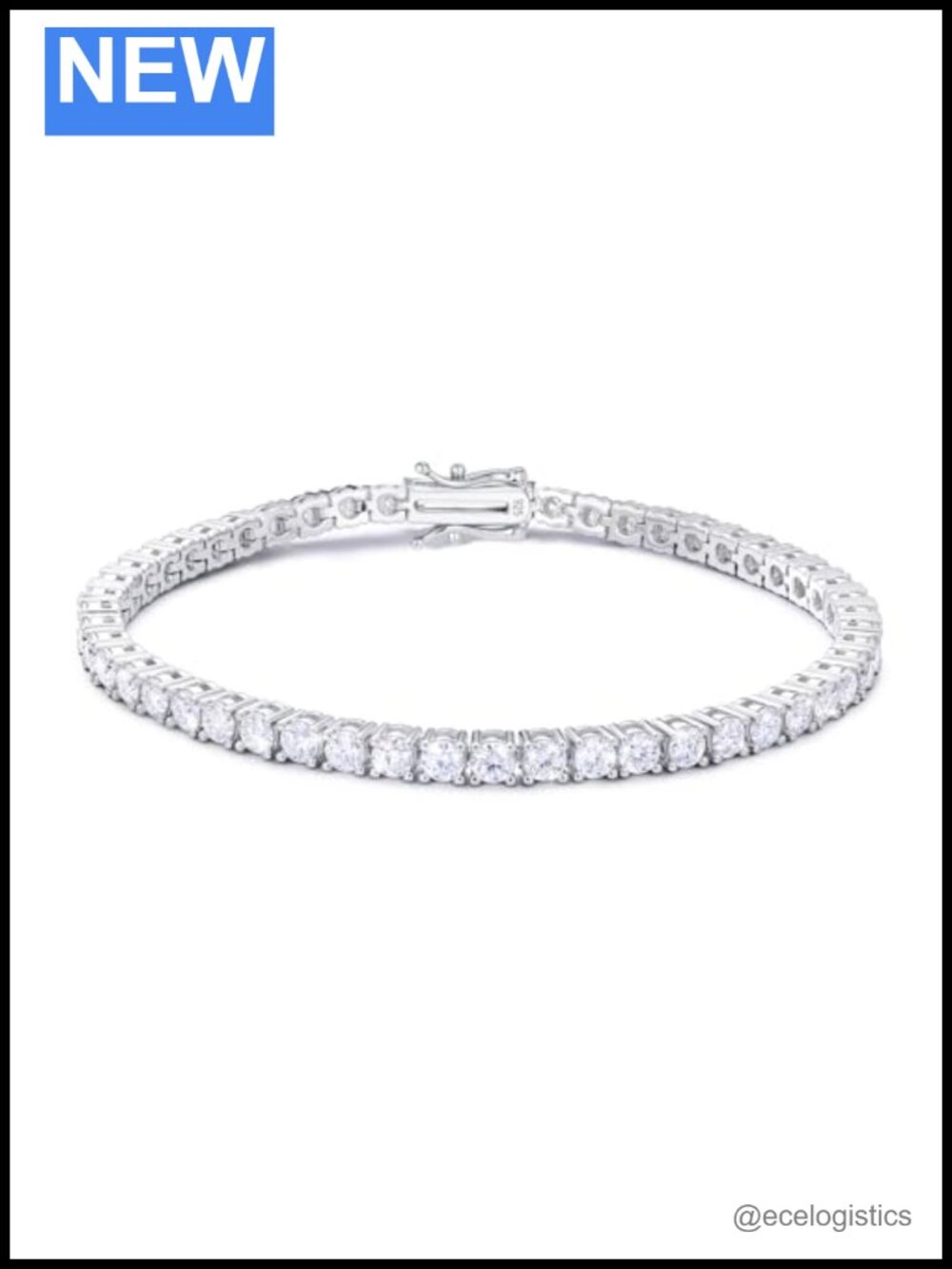 Moissanite Tennis Bracelet 925 Sterling Silver Rhodium Plated VVS1 D Color 3mm